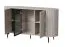 Kommode Annelin 03 mit Soft-Close-System, 81 x 150 x 40 cm, in Kaschmir, Füße und Griffe aus Metall in Schwarzgold, 6 Fächer, LED-Beleuchtung optional