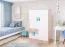 Kinderzimmer - Kommode Fabian 07, Farbe: Eiche Hellbraun / Weiß / Blau - 130 x 80 x 40 cm (H x B x T)