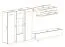 Wohnwand mit Push-to-open Funktion Hompland 38, Farbe: Weiß - Abmessungen: 170 x 260 x 40 cm (H x B x T), mit blauer LED-Beleuchtung