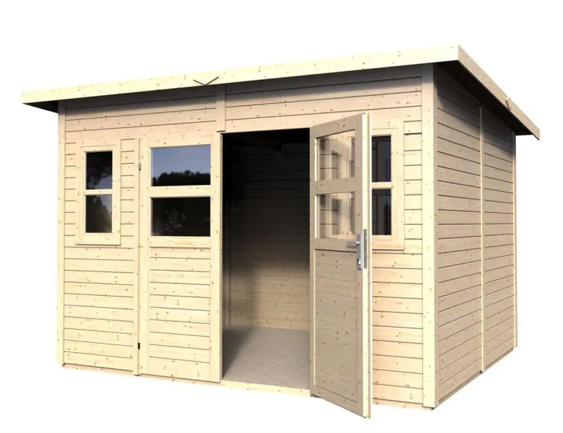 Holz-Gartenhaus 2,44 x 2,92 Meter (inkl. Dach) | Natur | Pultdach Abbildung