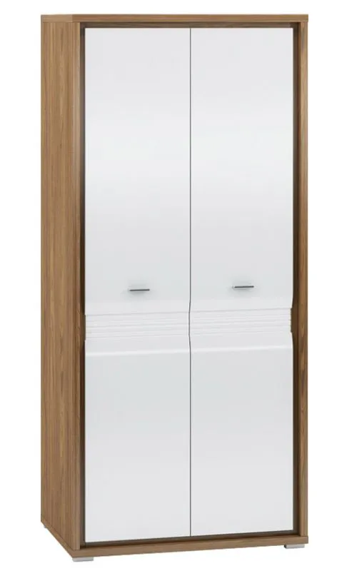 92 cm breiter Kleiderschrank mit 2 Türen | Farbe: Nuss / Weiß Abbildung