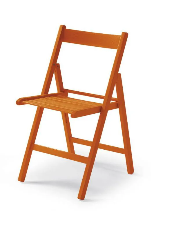 Klappstuhl Maridi 228 in Orange, 79 x 43 x 48 cm, aus Buche Massivholz, einfach zusammenklappbar, stabil und praktisch