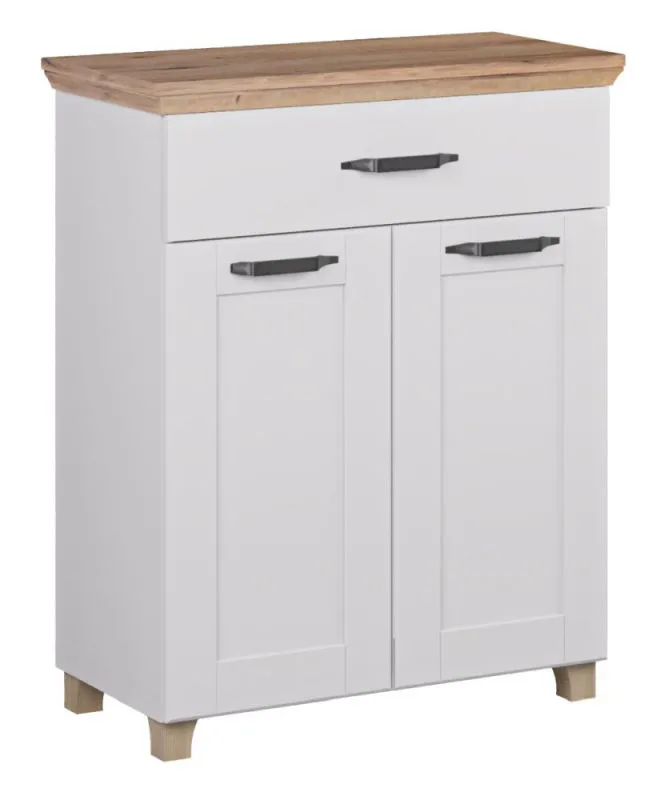 Schuhschrank Cuenca 10, Farbe: Eiche / Weiß - Abmessungen: 99 x 80 x 39 cm (H x B x T)