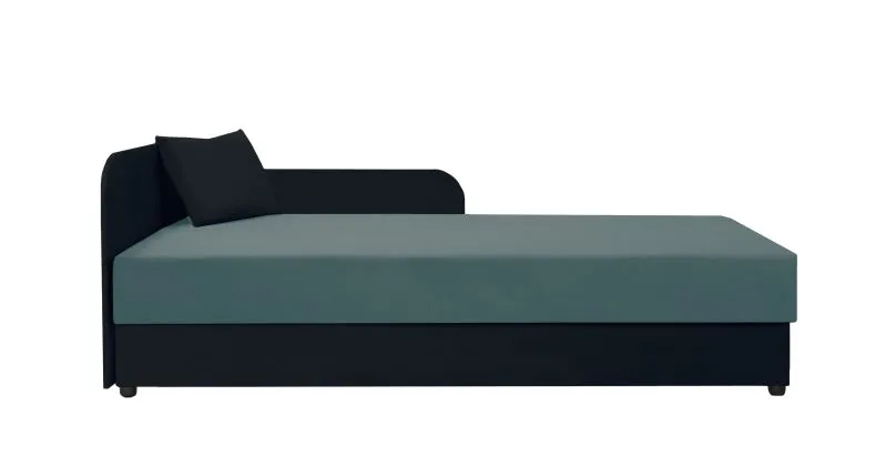 Gästebett / Tagesbett Lobatos 97, inkl. Kissen, Kopfteil links, Bonellfederkernung, Farbe: Schwarz / Türkis, Liegefläche: 80 x 195 cm, für Gästezimmer