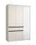 Kleiderschrank / Drehtürenschrank | Farbe: Kaschmir / Schwarz Matt | 1 Spiegeltür | 138 x 55 x 211 cm | eine Schublade | eine Kleiderstange | sechs Fächer