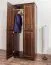 Kleiderschrank | 2 Drehtüren | 4 Fächer | mit Kleiderstange | 80 cm breit | Massivholz | Farbe: Nuss Abbildung