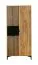 Schrank mit geriffelter Front Calmuco 01, Farbe: Eiche Craft Gold / Schwarz, Maße: 190 x 86 x 55 cm, Füße und Griffe: Metall, sechs Fächer, hochwertig verarbeitet