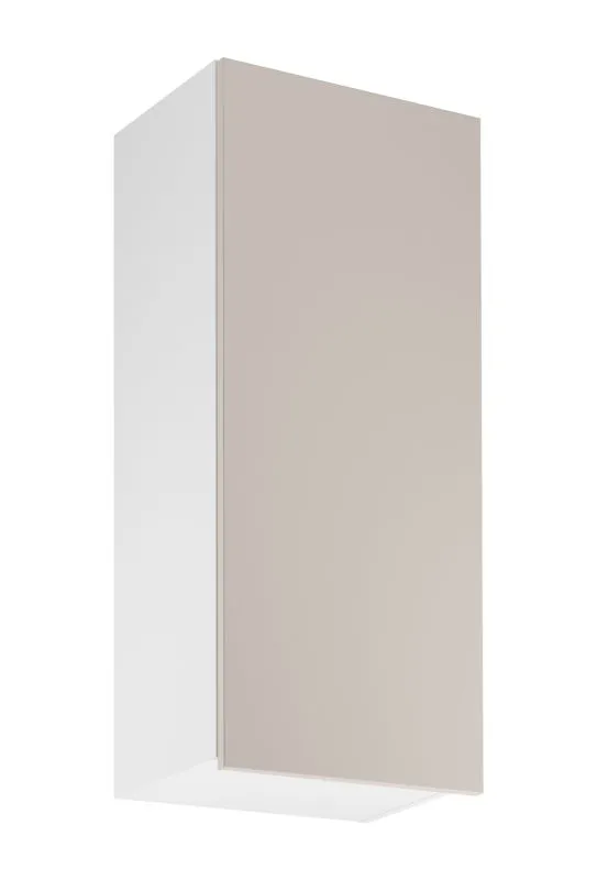 Küchenhängeschrank | 1 Drehtür | Farbe: Weiß / Beige | Soft-Close Funktion | 3 Fächer | 45 x 32 x 100 cm | schmal | Türanschlag: Rechts