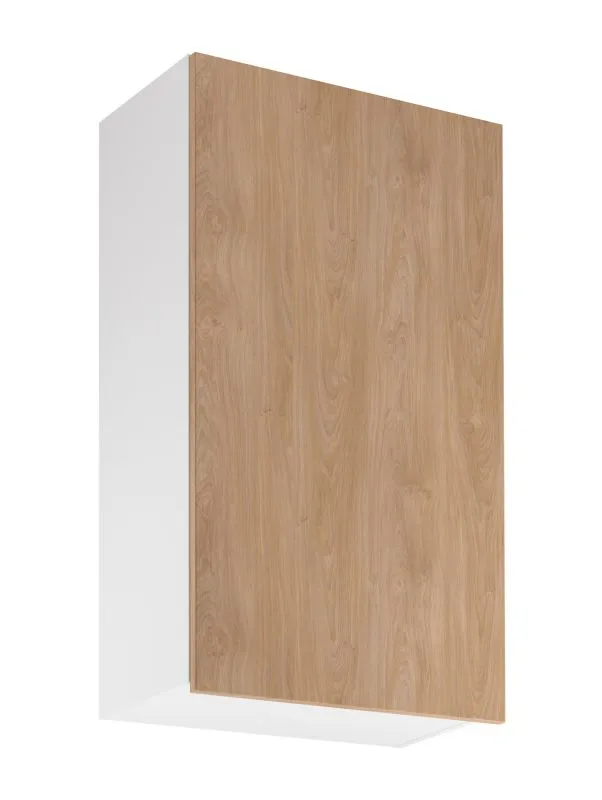 Küchenhängeschrank | 1 Drehtür | Farbe: Weiß / Eiche Puccini | Soft-Close Funktion | 3 Fächer | 60 x 32 x 100 cm | hochwertig Verarbeitet | Türanschlag: Rechts