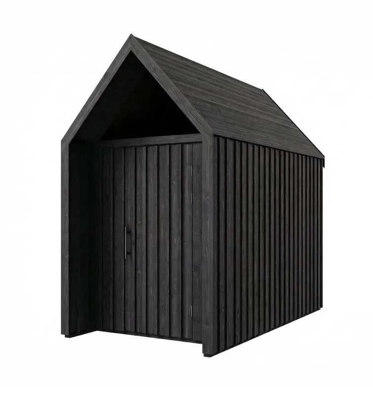 schwarze Gartenhütte | Dreieckfenster | Schwarz | Grundfläche: 4,50 m² | Außenmaße: 162,4 x 207,7 cm | Skandinavischer Style | Satteldach | Malmö 04
