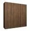 Kleiderschrank mit zwei Kleiderstangen | Farbe: Walnuss | 2 Meter breit | zwei Fächer | vier Türen | Soft-Close-Funktion | Griffe: Gold | für Schlafzimmer
