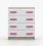 Kommode 80 cm breit| Weiß / Sonoma Eiche | Smolikas 02 | rosa Holzgriffe | 90 x 80 x 40 cm | 4 Schubladen | Kinder | Jugend