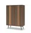 Kommode | Farbe: Eiche Dunin | inkl. LED-Beleuchtung | 6 Fächer | 94 x 40 x 126 cm | Push-to-open Funktion | 2 Drehtüren | schlanke Metallbeine | Soft-Close Funktion