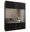 Kleiderschrank / Schiebetürenschrank | 245,5 x 200 x 64 cm | 11 Fächer | Spiegel | Soft-Close | 2 Schiebetüren | 2 Kleiderstangen | Farbe: Schwarz