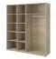 2 Meter breiter Drehtürenschrank / Kleiderschrank mit Spiegel | Eiche / Schwarz Hochglanz | Troodos 02 | 198 x 200 x 58 cm | 4 Türen | 12 Fächer
