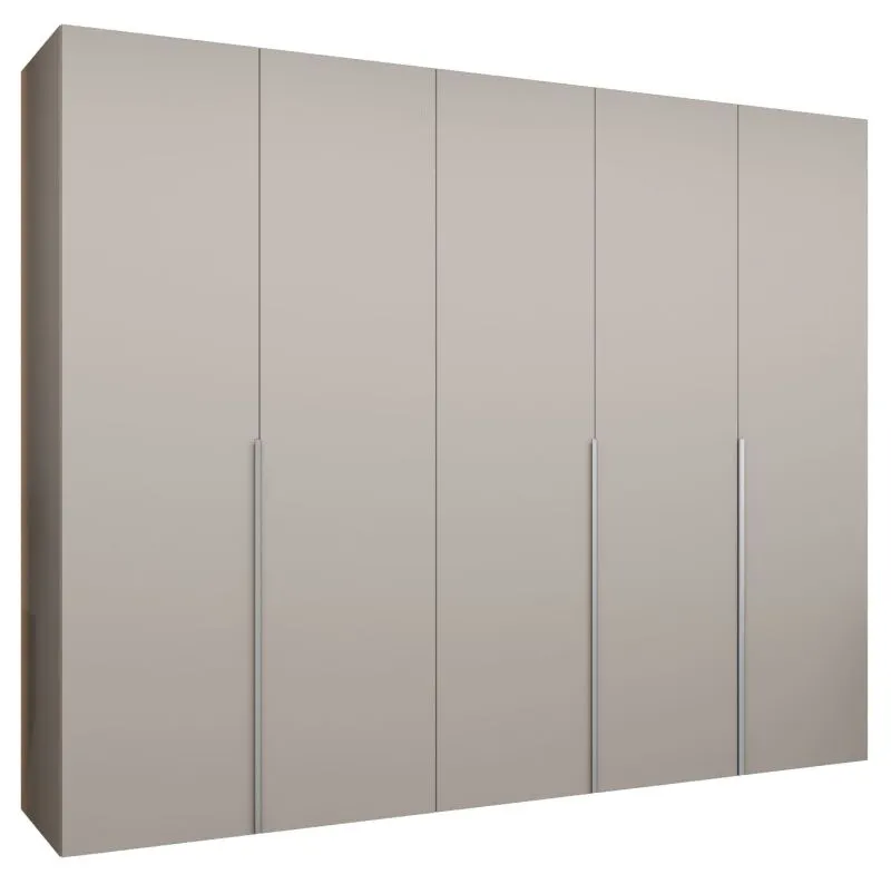 Drehtürenschrank mit Soft-Close-Funktion Eiger 43, Farbe: Kaschmir, 2,5 Meter breit, drei Kleiderstangen, Kleiderschrank, Griffe: Kaschmir, drei Fächer
