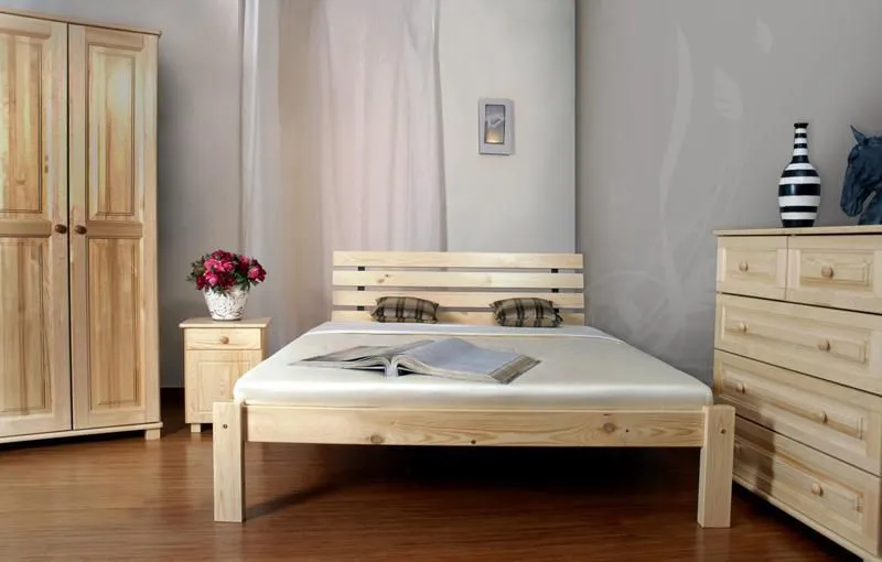 Bett 160 x 200 cm Kiefer massiv Natur Abbildung