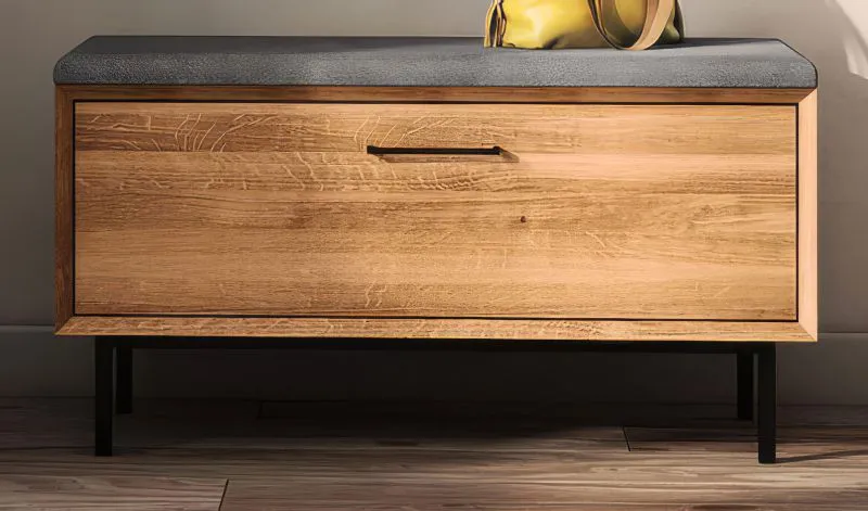Sitzbank mit Stauraum / Schuhschrank Kumeu 58 Kernbuche massiv geölt - Abmessungen: 52 x 97 x 36 cm (H x B x T)