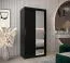 Schiebetürenschrank / Kleiderschrank Bisaurin 1C mit Spiegel, Farbe: Schwarz - Abmessungen: 200 x 100 x 62 cm ( H x B x T)