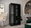 Schiebetürenschrank / Kleiderschrank Bisaurin 1B mit Spiegel, Farbe: Schwarz / Eiche Sonoma - Abmessungen: 200 x 100 x 62 cm ( H x B x T)