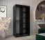 Schiebetürenschrank / Kleiderschrank Jan 01D mit Spiegel, Farbe: Schwarz / Weiß matt - Abmessungen: 200 x 100 x 62 cm (H x B x T)
