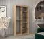 Schiebetürenschrank / Kleiderschrank Jan 01D mit Spiegel, Farbe: Eiche Sonoma / Schwarz - Abmessungen: 200 x 100 x 62 cm ( H x B x T)