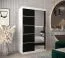Schiebetürenschrank / Kleiderschrank Jan 02B mit Spiegel, Farbe: Weiß matt / Schwarz - Abmessungen: 200 x 120 x 62 cm ( H x B x T)