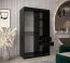 Schiebetürenschrank / Kleiderschrank Bisaurin 2B mit Spiegel, Farbe: Schwarz - Abmessungen: 200 x 120 x 62 cm ( H x B x T)