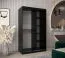Schiebetürenschrank / Kleiderschrank Bisaurin 2B mit Spiegel, Farbe: Schwarz / Eiche Sonoma - Abmessungen: 200 x 120 x 62 cm ( H x B x T)