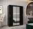 Schiebetürenschrank / Kleiderschrank Bisaurin 3B mit Spiegel, Farbe: Schwarz - Abmessungen: 200 x 150 x 62 cm ( H x B x T)