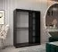 Schiebetürenschrank / Kleiderschrank Bisaurin 3C mit Spiegel, Farbe: Schwarz - Abmessungen: 200 x 150 x 62 cm ( H x B x T)