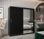 Schiebetürenschrank / Kleiderschrank Bisaurin 5C mit Spiegel, Farbe: Schwarz - Abmessungen: 200 x 200 x 62 cm ( H x B x T)