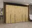 Kleiderschrank / Drehtürenschrank mit Soft-Close-Funktion Eiger 45, Farbe: Eiche Artisan, vier Kleiderstangen, Griffe: Schwarz, 3 Meter breit, vier Fächer