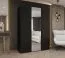 Kleiderschrank mit zwei Kleiderstangen Eiger 72, Farbe: Schwarz, zwei Fächer, eine Spiegeltür, 1,5 Meter breit, Griffe: Schwarz, Soft-Close-Funktion