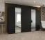 Kleiderschrank mit vier Kleiderstangen Eiger 105, Farbe: Schwarz, vier Fächer, zwei Spiegeltüren, 3 Meter breit, Griffe: Schwarz, Soft-Close-Funktion