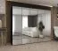 Kleiderschrank / Drehtürenschrank Eiger 150, Farbe: Schwarz, Soft-Close-Funktion, drei Kleiderstangen, 2,5 Meter breit, drei Fächer, Griffe: Kaschmir