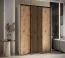 Kleiderschrank Tharo mit Schiebetüren in Weiß/Eiche gehalten, Anti Staubbürsten, platzsparend, viel Stauraum, 235,2 x 180 x 45 cm, Einlegeböden