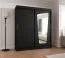 Schiebetürenschrank / Kleiderschrank Aletschhorn 15, Farbe: Schwarz, 10 Fächer, eine Spiegeltür, 1,8 Meter breit, zwei Kleiderstangen, Aluminiumschienen