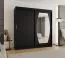Schiebetürenschrank / Kleiderschrank Musala 19, Farbe: Schwarz, zwei Kleiderstangen, 2 Meter breit, Aluminiumschienen, eine Spiegeltür, 10 Fächer