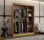 Kleiderschrank Lagginhorn 09, Farbe: Eiche Artisan, 1,5 Meter breit, ein Spiegel, fünf Fächer, Schiebetürenschrank, zwei Kleiderstangen, Aluminiumschienen