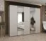 Drehtürenschrank mit zwei Spiegeltüren Eiger 99, Farbe: Kaschmir, 2,5 Meter breit, drei Kleiderstangen, Griffe: Gold, drei Fächer, Soft-Close-Funktion