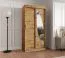Schiebetürenschrank Jorasses 01, eine Spiegeltür, 1 Meter breit, Farbe: Eiche Artisan, fünf Fächer, Aluminiumschienen, Kleiderschrank, Schlafzimmer
