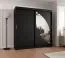 Schiebetürenschrank / Kleiderschrank Jorasses 19, Farbe: Schwarz, 2 Meter breit, fünf Fächer, eine Spiegeltür, zwei Kleiderstangen, Aluminiumschienen