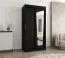 Schiebetürenschrank / Kleiderschrank Aletschhorn 03, Farbe: Schwarz, fünf Fächer, eine Spiegeltür, 1 Meter breit, zwei Kleiderstangen, Aluminiumschienen