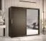 Eleganter Kleiderschrank mit einer Spiegeltür Liskamm 44, Farbe: Schwarz matt - Abmessungen: 200 x 200 x 62 cm (H x B x T), mit 10 Fächern und zwei Kleiderstangen