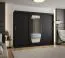 Schiebetürenschrank / Kleiderschrank Musala 23, Farbe: Schwarz, zwei Kleiderstangen, 2,5 Meter breit, Aluminiumschienen, eine Spiegeltür, 10 Fächer