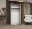 Drehtürenschrank / Kleiderschrank mit Soft-Close-Funktion Eiger 114, Farbe: Weiß, zwei Spiegeltüren, eine Kleiderstange, 1 Meter breit, Griffe: Kaschmir