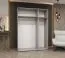Kleiderschrank mit drei Spiegeltüren Eiger 129, Farbe: Schwarz, zwei Kleiderstangen, zwei Fächer, 1,5 Meter breit, Soft-Close-Funktion, Griffe: Gold