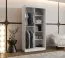 Schiebetürenschrank / Kleiderschrank | Weiß Matt | 100 x 62 x 200 cm | schmal | 1 Spiegeltür | moderne Details | 2 Kleiderstangen | 5 Fächer