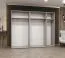 Kleiderschrank / Drehtürenschrank mit fünf Spiegeltüren Korab 152, Farbe: Kaschmir, 2,5 Meter breit, Griffe: Schwarz, drei Fächer, drei Kleiderstangen, Soft-Close